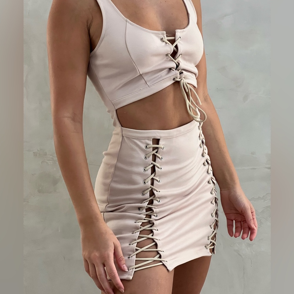 Sexy Lace Dress cream/pink
